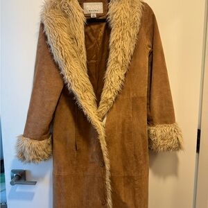 Wilsons Leather Brown Teddy Jacket with Faux Fur Trim